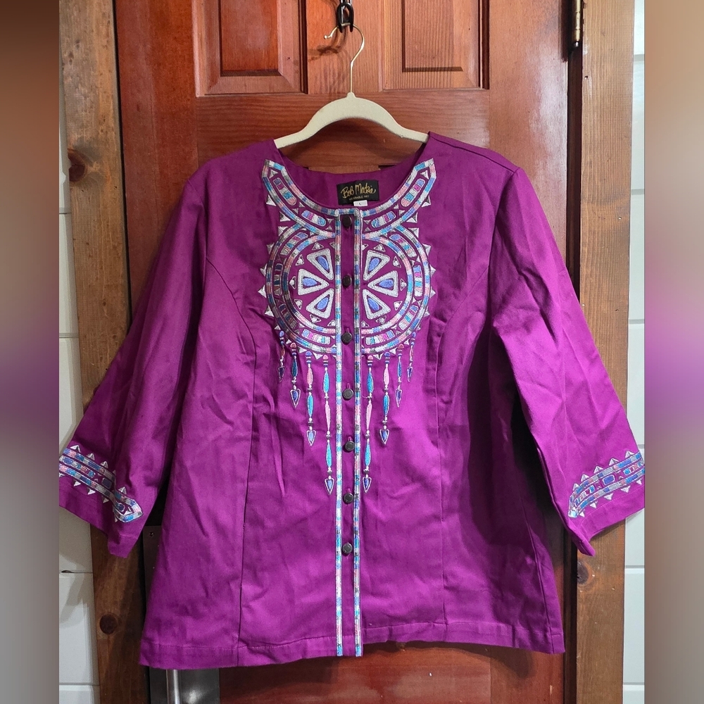 Bob Mackie Vibrant Purple Embroidered Blazer